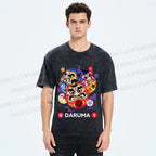 Unisex Evil Warding Daruma Printed Washed Tee