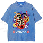 Unisex Evil Warding Daruma Printed Washed Tee