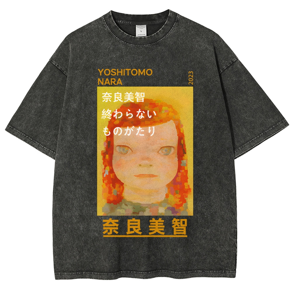 Yoshitomo Nara Vintage Wash Japanese Design T-Shirt