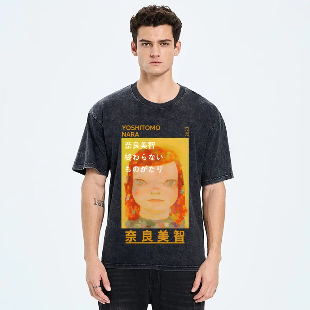 Yoshitomo Nara Vintage Wash Japanese Design T-Shirt