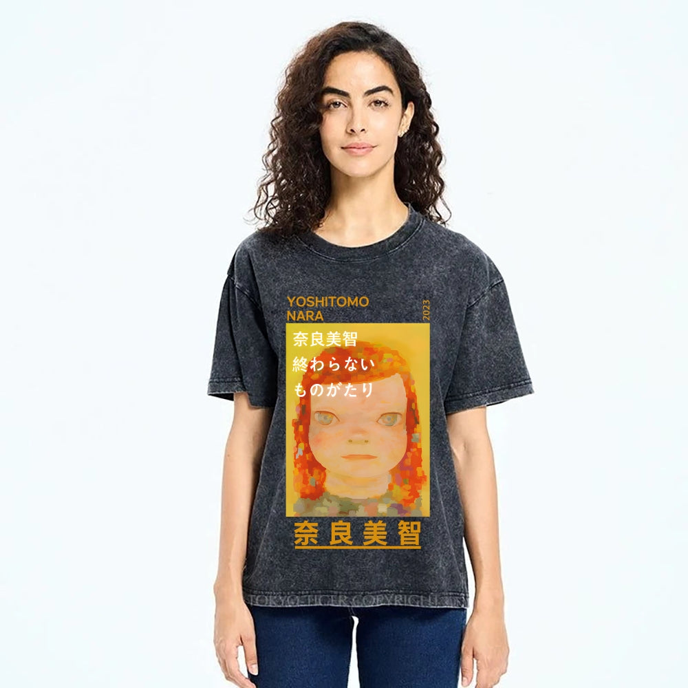 Yoshitomo Nara Vintage Wash Japanese Design T-Shirt