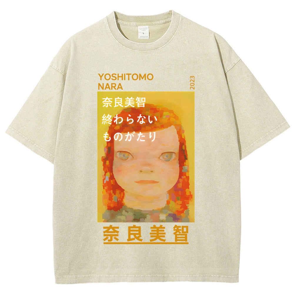 Yoshitomo Nara Vintage Wash Japanese Design T-Shirt