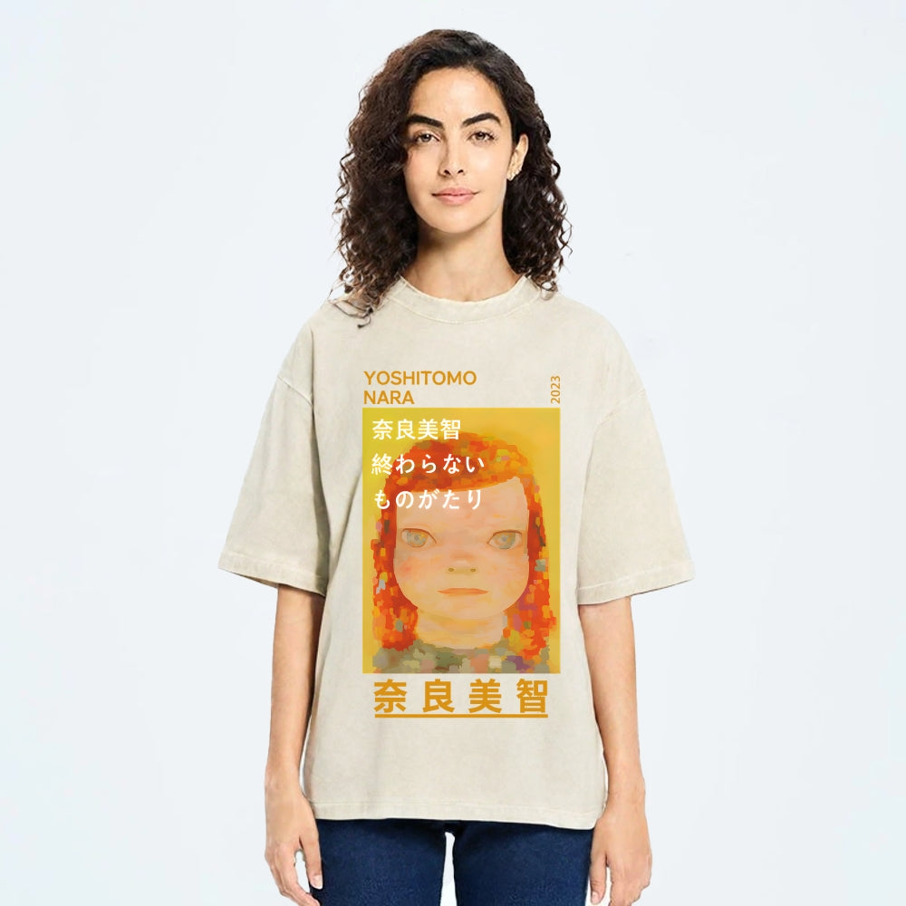 Yoshitomo Nara Vintage Wash Japanese Design T-Shirt