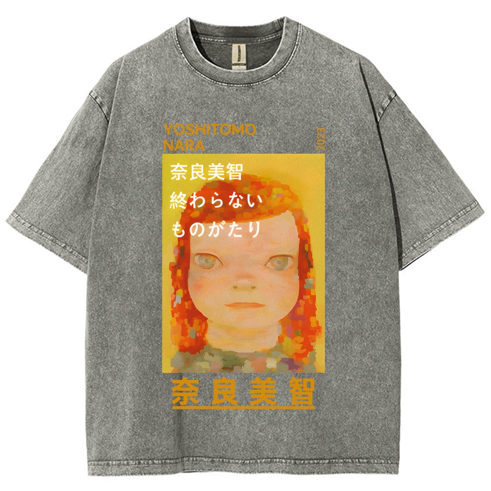 Yoshitomo Nara Vintage Wash Japanese Design T-Shirt