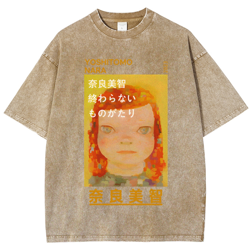 Yoshitomo Nara Vintage Wash Japanese Design T-Shirt