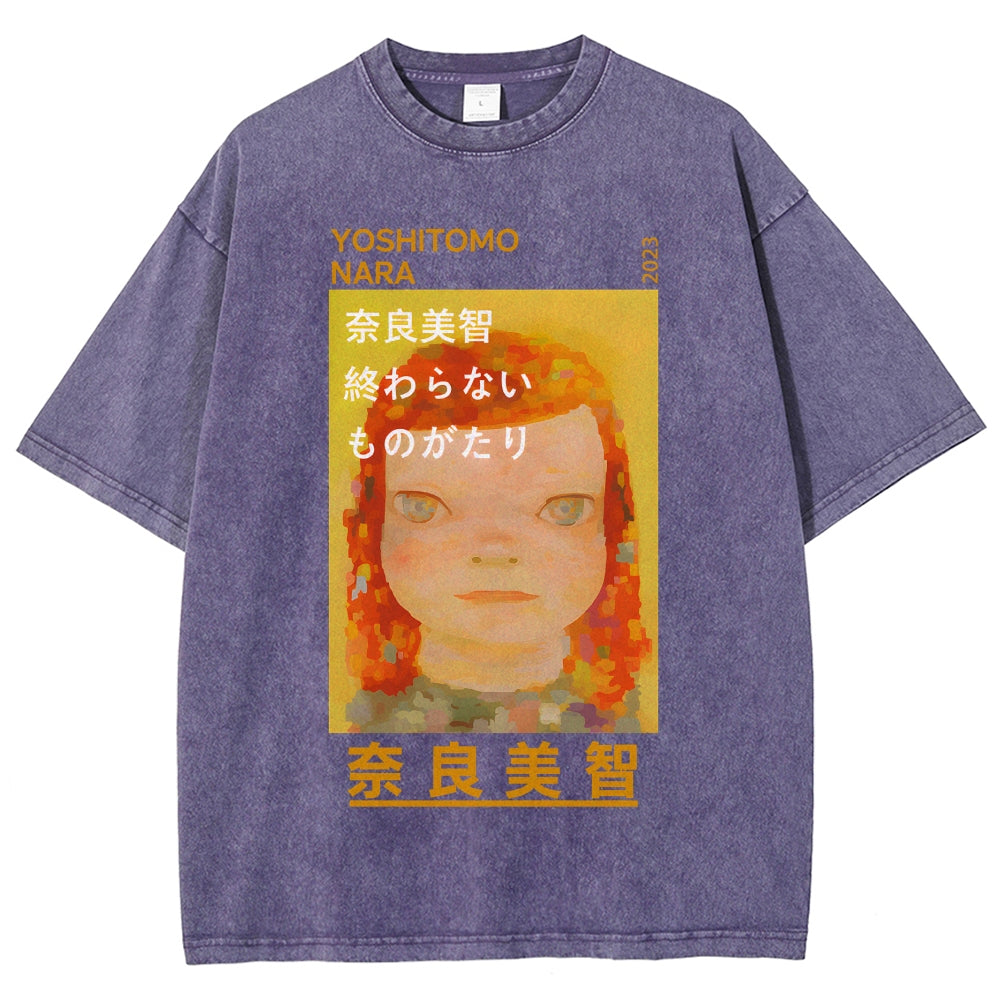 Yoshitomo Nara Vintage Wash Japanese Design T-Shirt