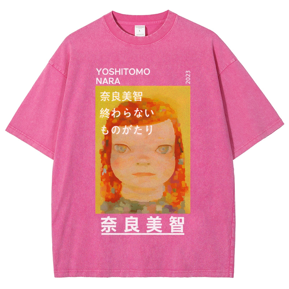 Yoshitomo Nara Vintage Wash Japanese Design T-Shirt