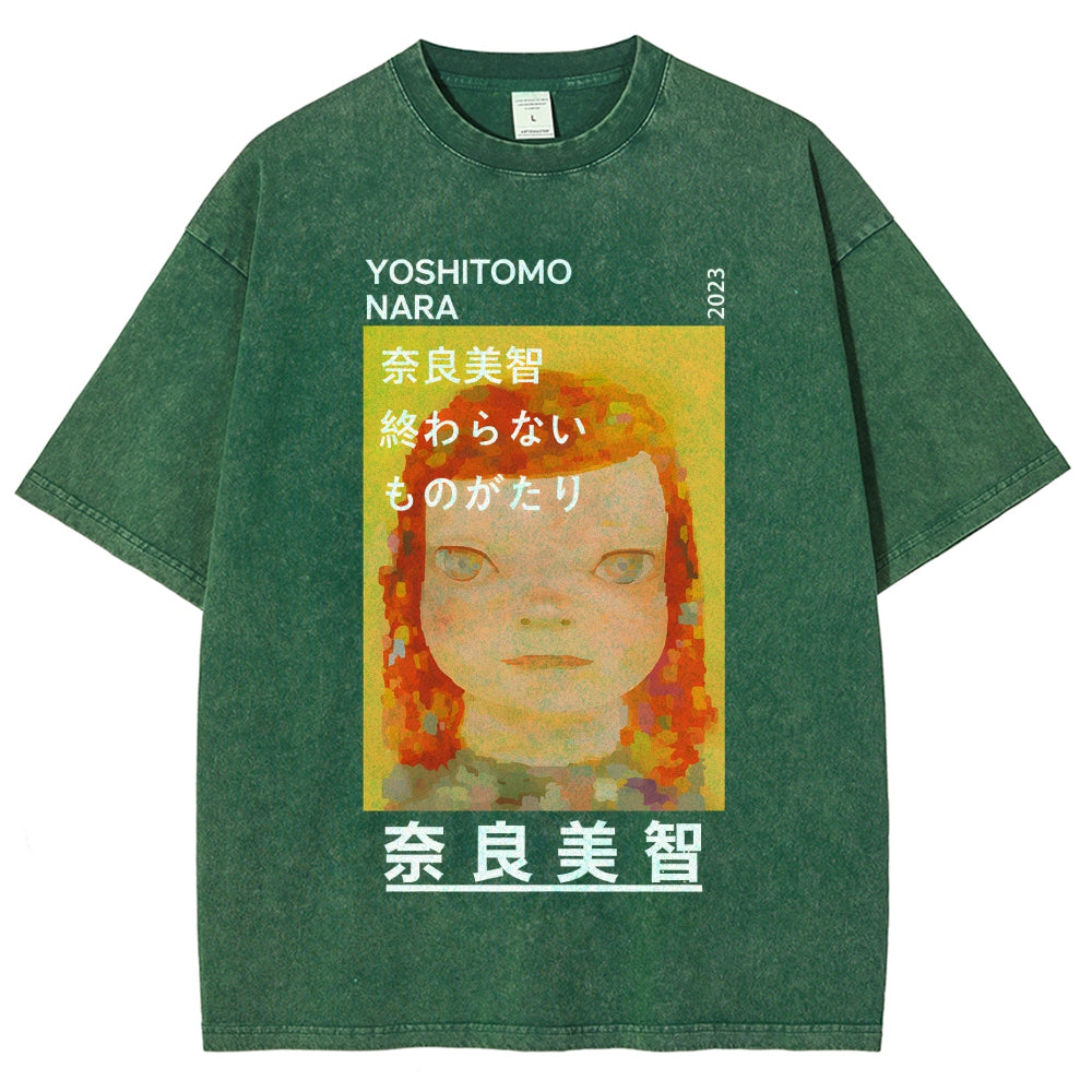 Yoshitomo Nara Vintage Wash Japanese Design T-Shirt