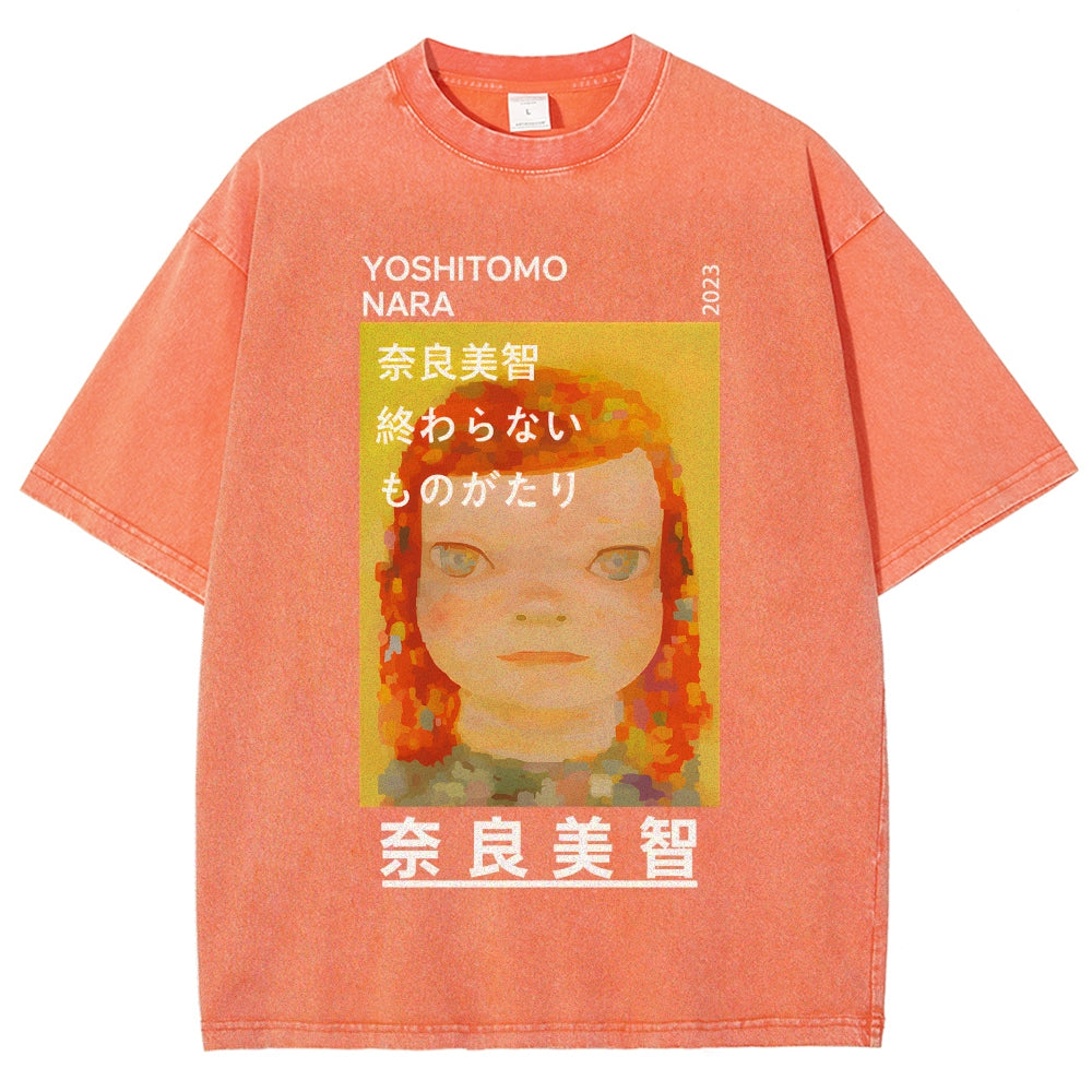 Yoshitomo Nara Vintage Wash Japanese Design T-Shirt