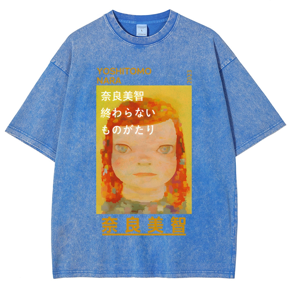 Yoshitomo Nara Vintage Wash Japanese Design T-Shirt
