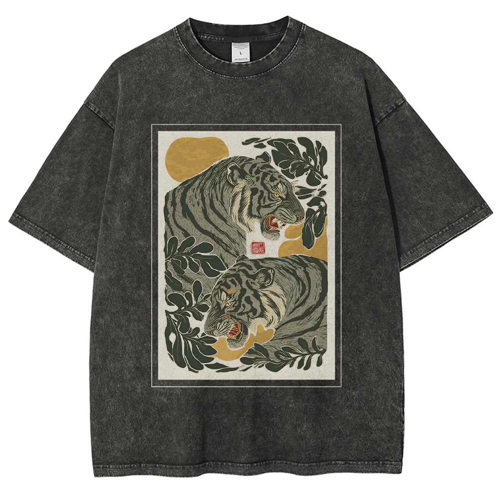 Woodcut Tiger Washed T-Shirt