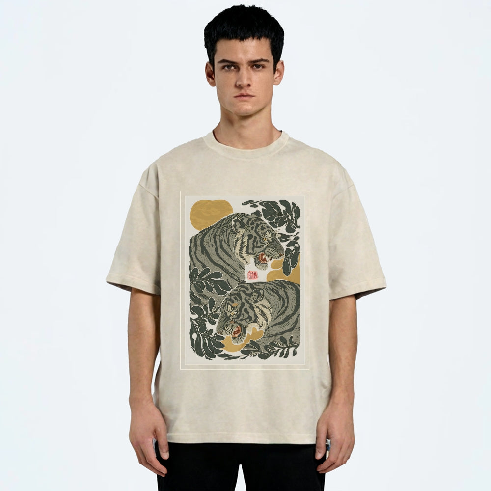 Woodcut Tiger Washed T-Shirt