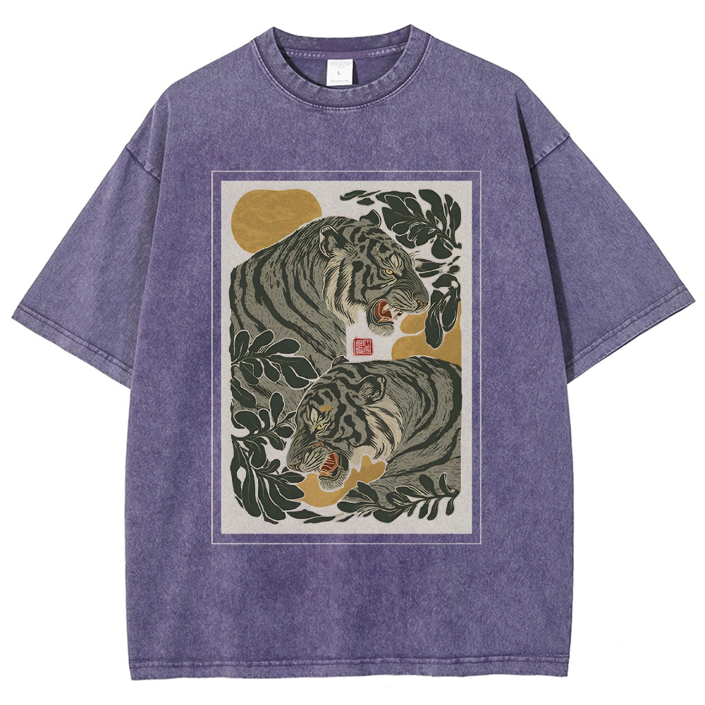 Woodcut Tiger Washed T-Shirt