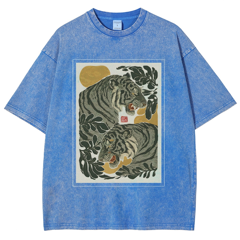 Woodcut Tiger Washed T-Shirt