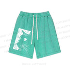 Unisex Vintage Cat Graffiti Washed Shorts