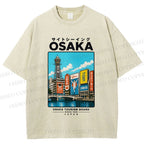Unisex Osaka Travel Art Printed Washed Tee