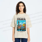 Unisex Osaka Travel Art Printed Washed Tee