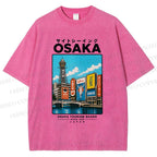Unisex Osaka Travel Art Printed Washed Tee
