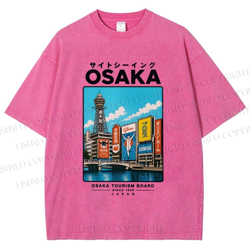 Unisex Osaka Travel Art Printed Washed Tee