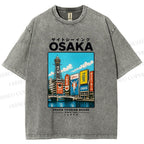 Unisex Osaka Travel Art Printed Washed Tee