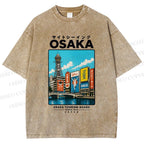 Unisex Osaka Travel Art Printed Washed Tee