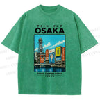Unisex Osaka Travel Art Printed Washed Tee
