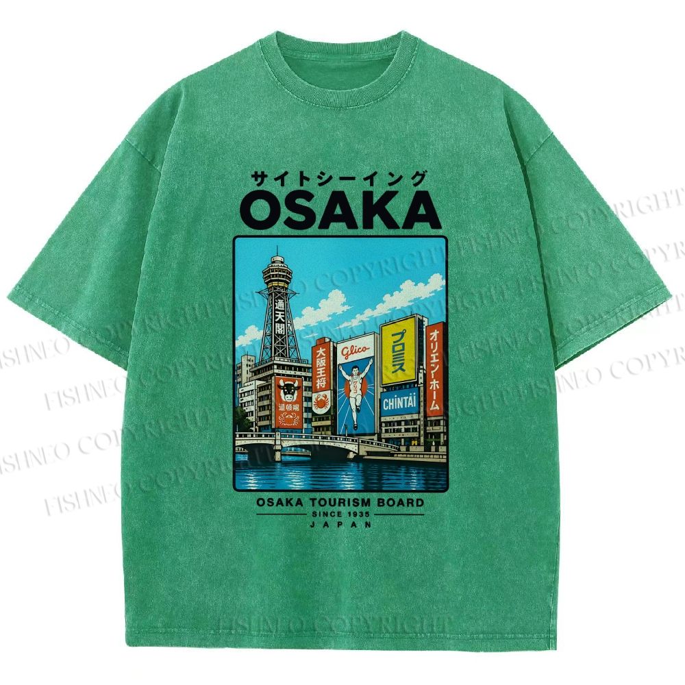 Unisex Osaka Travel Art Printed Washed Tee