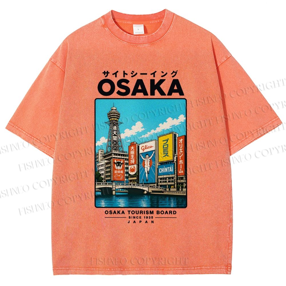 Unisex Osaka Travel Art Printed Washed Tee