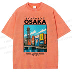 Unisex Osaka Travel Art Printed Washed Tee
