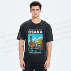 Unisex Osaka Travel Art Printed Washed Tee