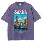 Unisex Osaka Travel Art Printed Washed Tee
