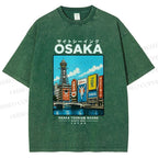 Unisex Osaka Travel Art Printed Washed Tee