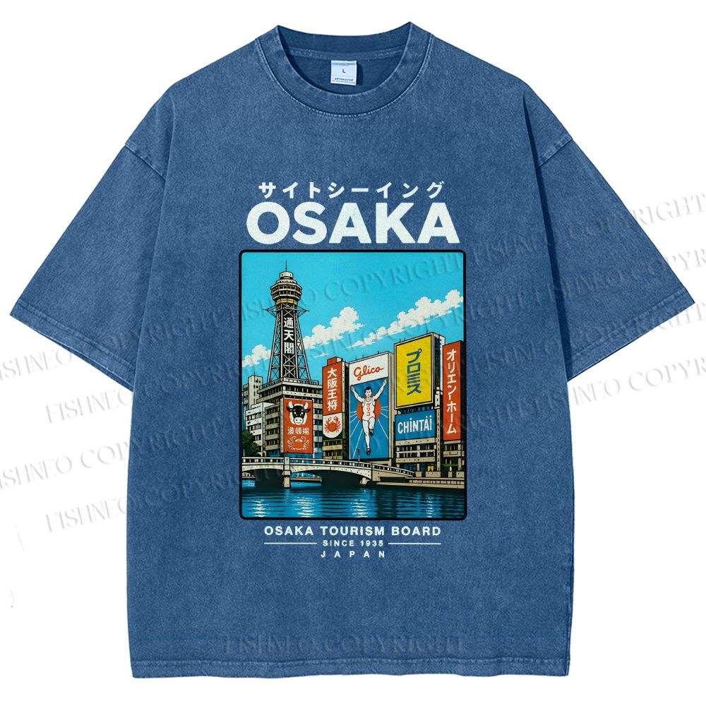 Unisex Osaka Travel Art Printed Washed Tee