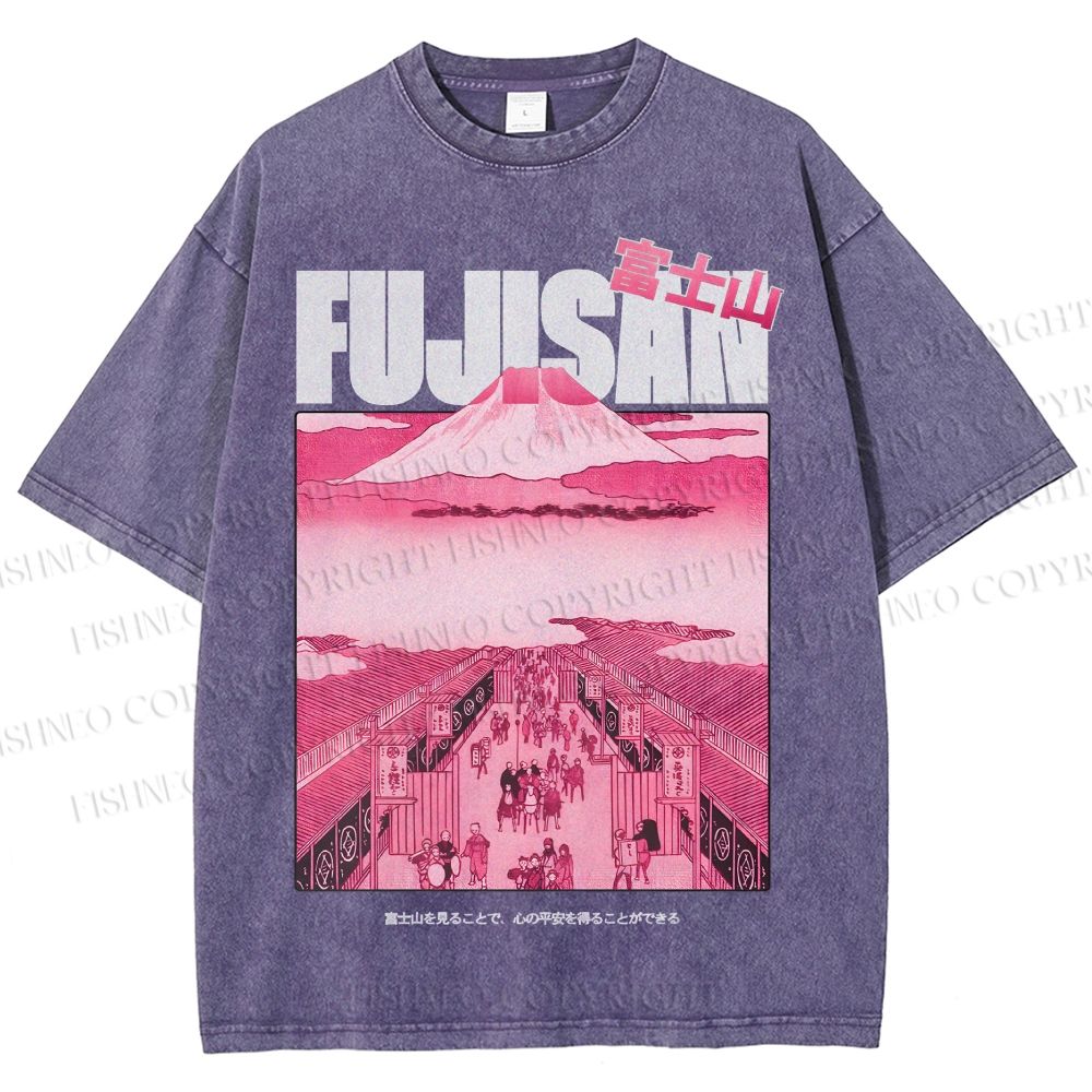 Unisex Fujisan Printed Washed Tee