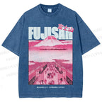 Unisex Fujisan Printed Washed Tee