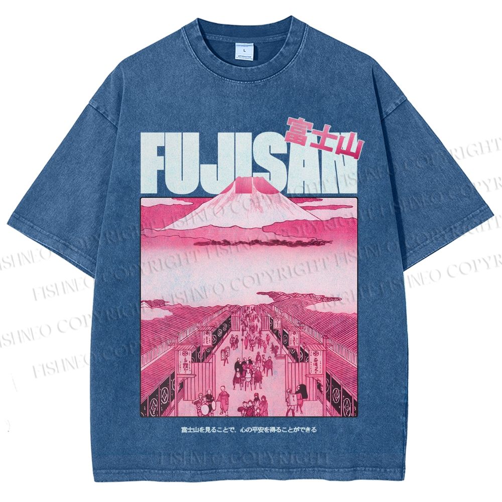 Unisex Fujisan Printed Washed Tee