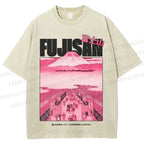 Unisex Fujisan Printed Washed Tee