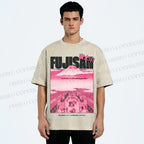 Unisex Fujisan Printed Washed Tee