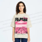 Unisex Fujisan Printed Washed Tee