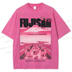 Unisex Fujisan Printed Washed Tee