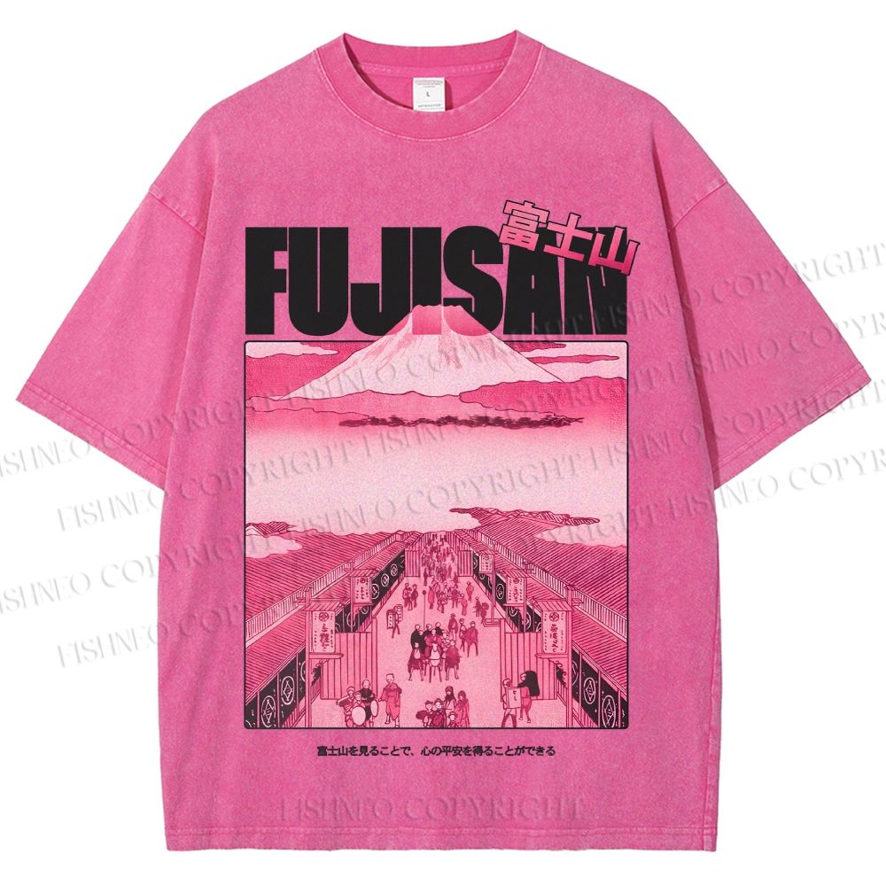 Unisex Fujisan Printed Washed Tee