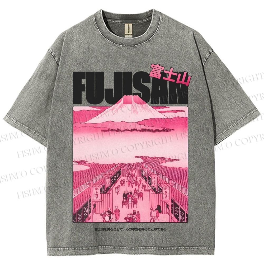 Unisex Fujisan Printed Washed Tee