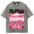 Unisex Fujisan Printed Washed Tee