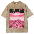 Unisex Fujisan Printed Washed Tee