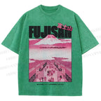 Unisex Fujisan Printed Washed Tee