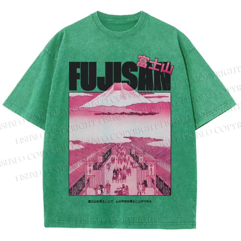 Unisex Fujisan Printed Washed Tee