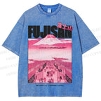 Unisex Fujisan Printed Washed Tee