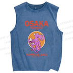 Unisex Osaka Drunken Octopus Printed Washed Tank Top