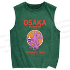 Unisex Osaka Drunken Octopus Printed Washed Tank Top