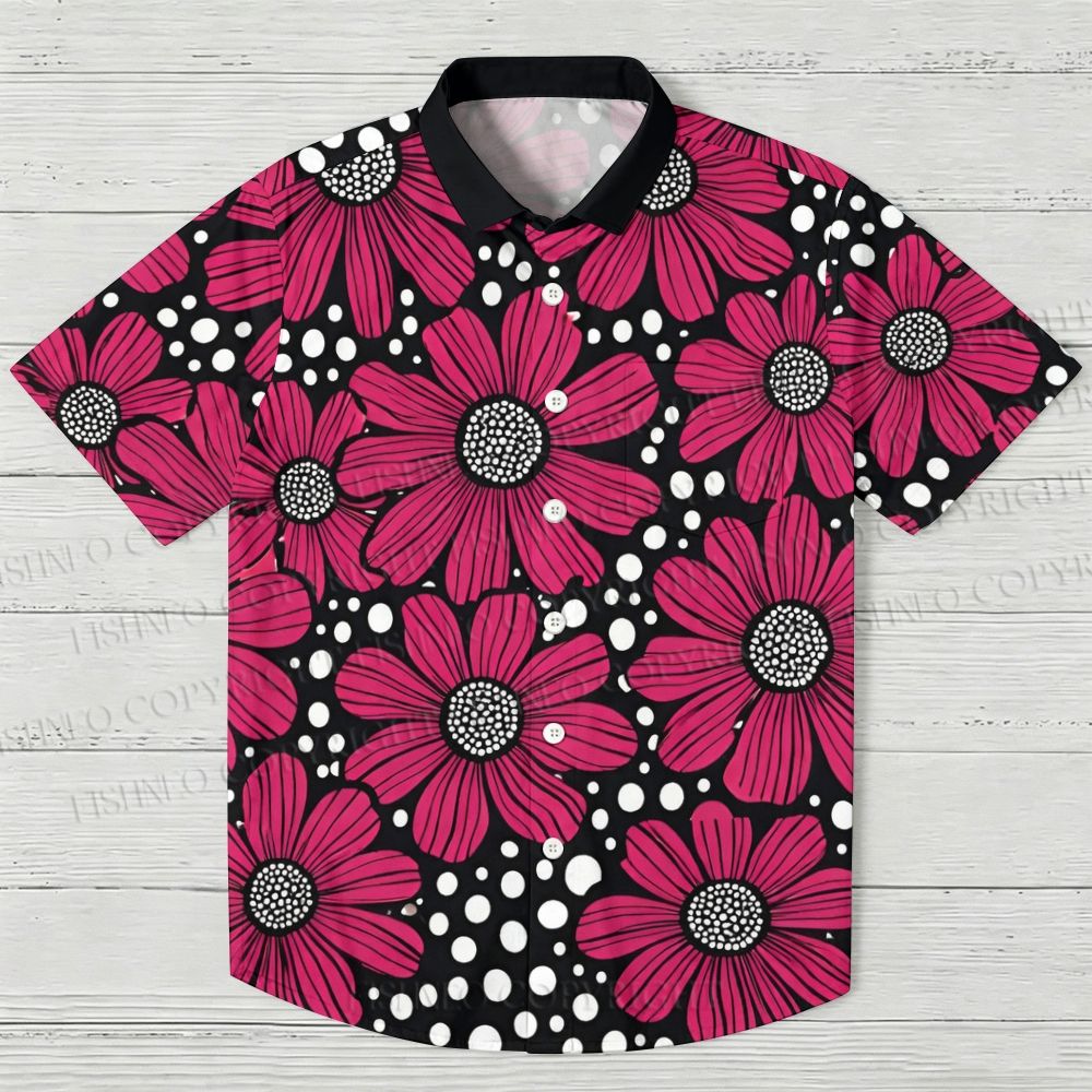Yayoi Kusama Giant Pink Flowers Hawaiian Shirt